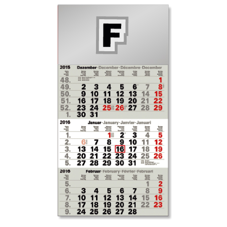 3-Monatskalender für das Folgejahr